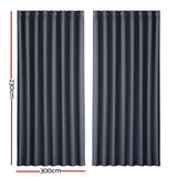 DS NA 2X Blockout Curtains Blackout Window Curtain Eyelet 300x230cm Charcoal
