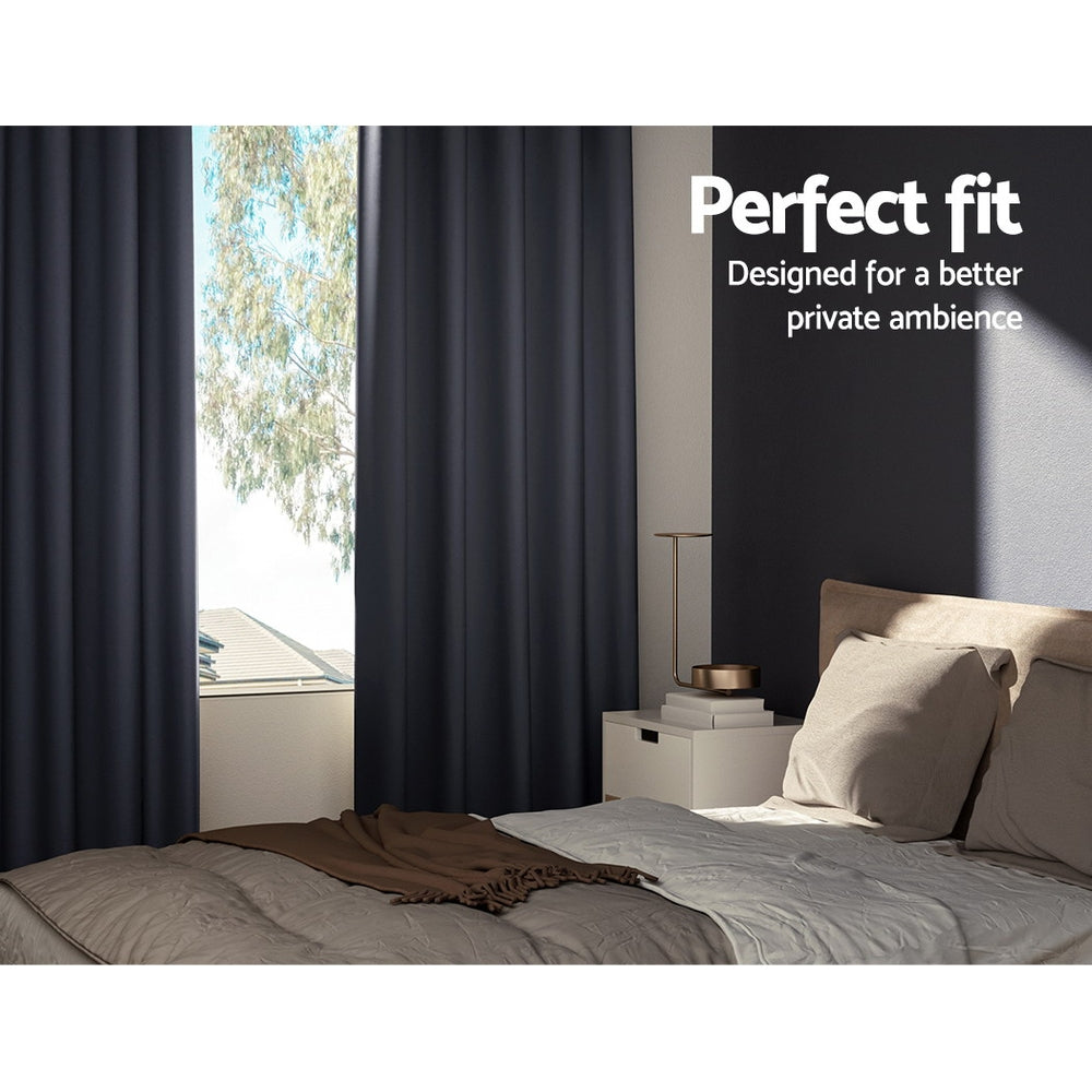 DS NA 2X Blockout Curtains Blackout Window Curtain Eyelet 300x230cm Charcoal