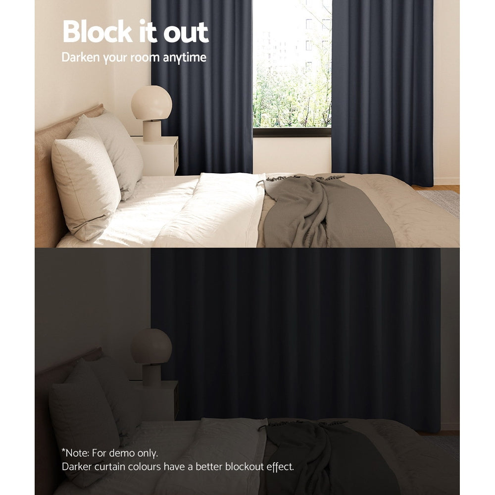 DS NA 2X Blockout Curtains Blackout Window Curtain Eyelet 300x230cm Charcoal