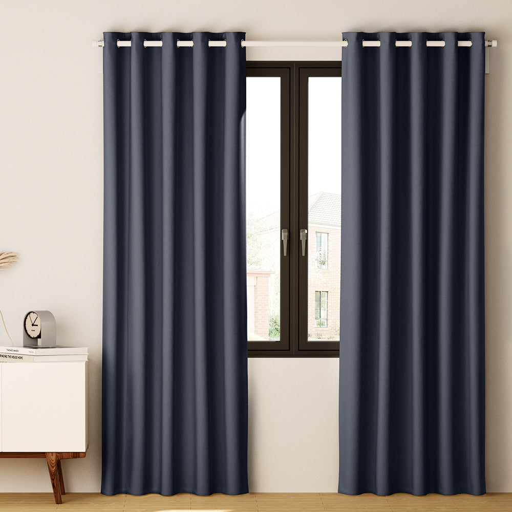 DS NA 2X Blockout Curtains Blackout Window Curtain Eyelet 300x230cm Charcoal