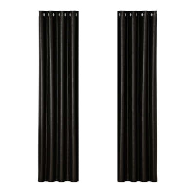 DS NA Artiss 2X Blockout Curtains  Window Curtain Eyelet 140x230cm Black Shine