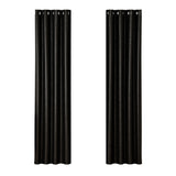 DS NA Artiss 2X Blockout Curtains  Window Curtain Eyelet 140x230cm Black Shine