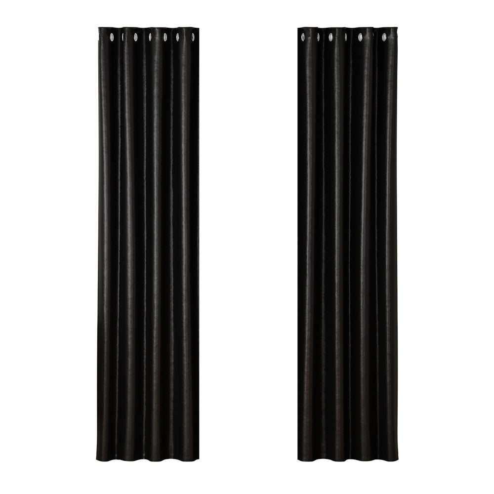 DS NA Artiss 2X Blockout Curtains  Window Curtain Eyelet 140x230cm Black Shine