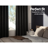 DS NA Artiss 2X Blockout Curtains  Window Curtain Eyelet 140x230cm Black Shine