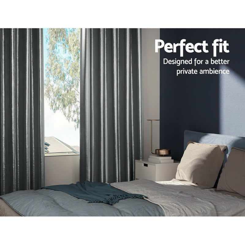 DS NA Artiss 2X Blockout Curtains Blackout Window Curtain Eyelet 240x230cm GY