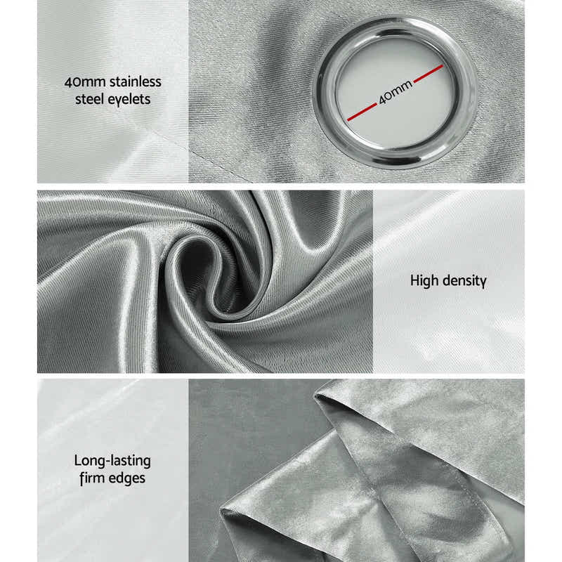 DS NA Artiss 2X Blockout Curtains Blackout Window Curtain Eyelet 240x230cm GY