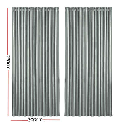 DS NA Artiss 2X Blockout Curtains Blackout Window Curtain Eyelet 300x230cm GY