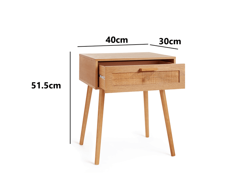 Naturlig Single Storage Bedside Table