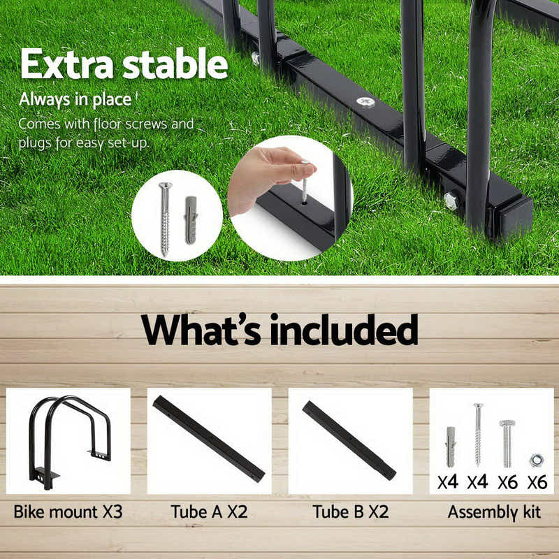 DS NA Weisshorn 3 Bike Stand Floor Bicycle Storage Black