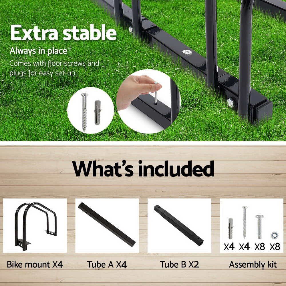 DS NA Weisshorn 4 Bike Stand Floor Bicycle Storage Black