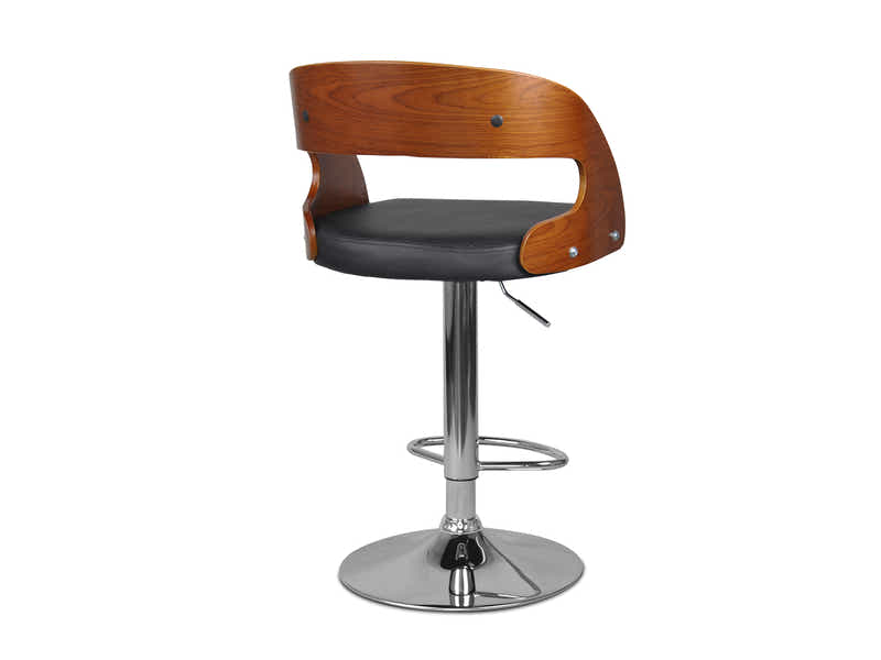 Swivel Bar Stool with Black Leather