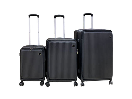 3-piece Front Open Luggage Set - Black