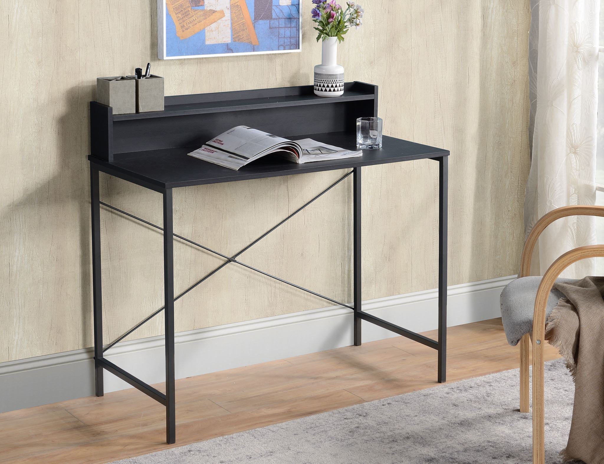 Black discount iron desk