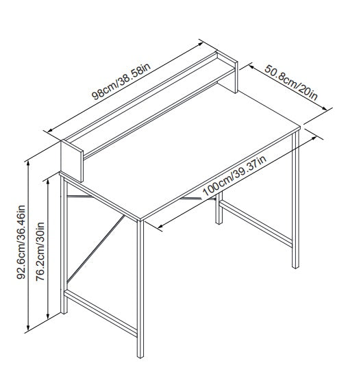 Metal Desk with Shelf Black