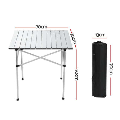 DS NA Weisshorn Camping Table Roll Up Aluminum Portable Desk Picnic 70CM