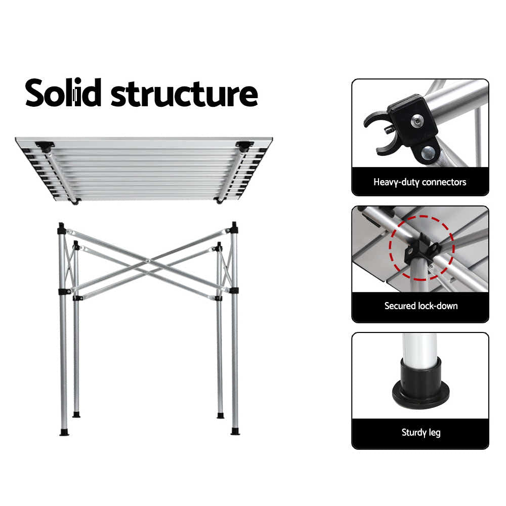 DS NA Weisshorn Camping Table Roll Up Aluminum Portable Desk Picnic 70CM