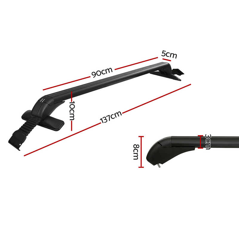 DS NA Universal Car Roof Rack Cross Bars 90cm Aluminium Adjustable Lockable 45kg