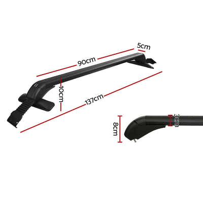 DS NA Universal Car Roof Rack Cross Bars 90cm Aluminium Adjustable Lockable 45kg
