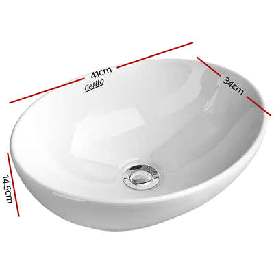 DS NA Cefito Ceramic Oval Sink Bowl - White