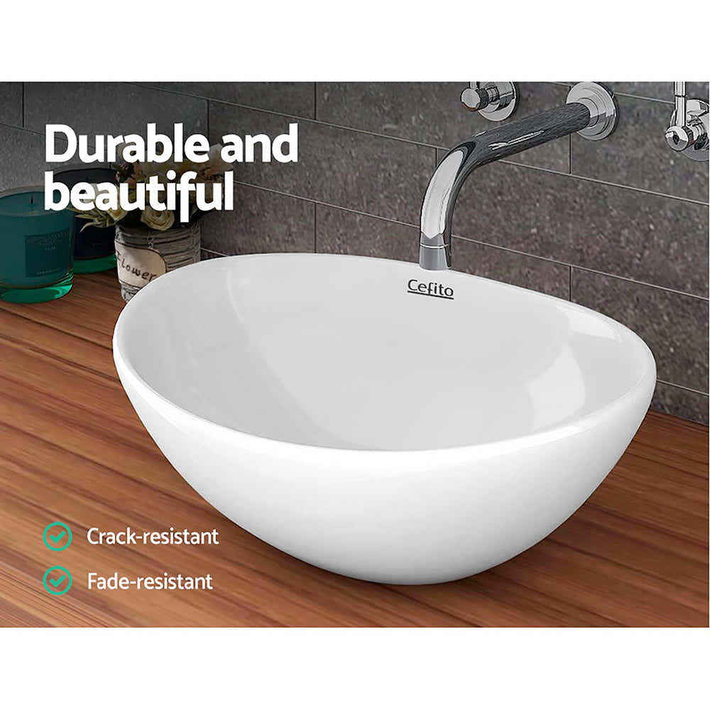 DS NA Cefito Ceramic Oval Sink Bowl - White