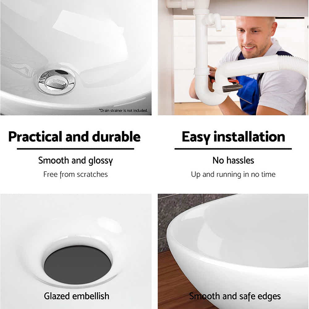 DS NA Cefito Ceramic Oval Sink Bowl - White