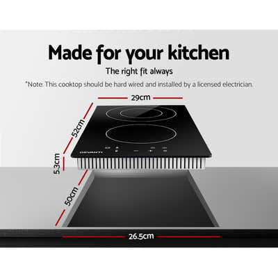 DS NA Electric Ceramic Cooktop 30cm Kitchen Cook Top Hob Touch Control 3-Zone