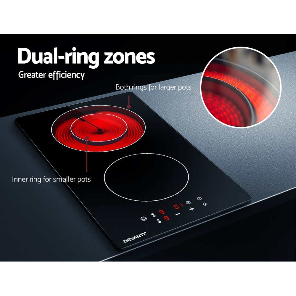 DS NA Electric Ceramic Cooktop 30cm Kitchen Cook Top Hob Touch Control 3-Zone