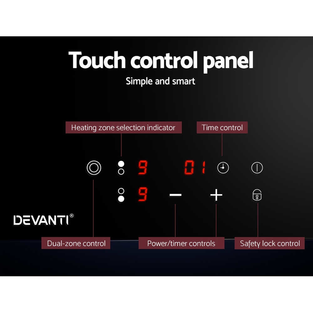 DS NA Electric Ceramic Cooktop 30cm Kitchen Cook Top Hob Touch Control 3-Zone