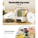 DS NA 6-In-1 Cereal Dispenser Rotating Grain 10KG Rice Storage Dry Food Box