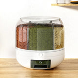 DS NA 6-In-1 Cereal Dispenser Rotating Grain 10KG Rice Storage Dry Food Box