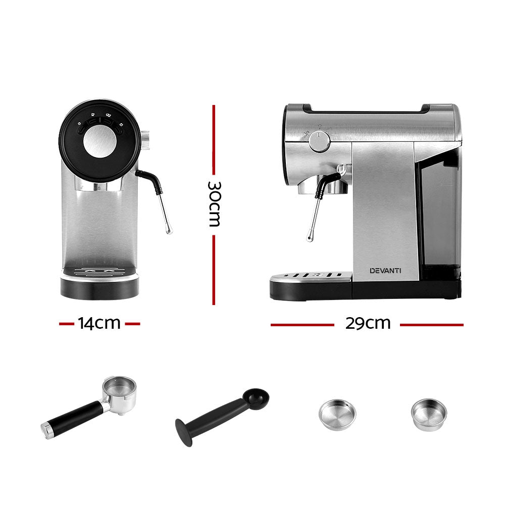 DS NA Devanti Coffee Machine Espresso Maker 20 Bar Milk  Cappuccino Latte Cafe