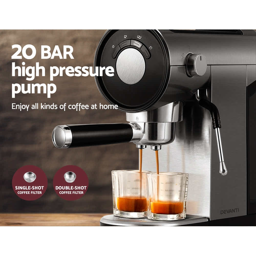 DS NA Devanti Coffee Machine Espresso Maker 20 Bar Milk  Cappuccino Latte Cafe