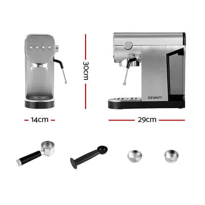 Devanti Coffee Machine Espresso Maker 20 Bar Milk  Cappuccino Latte Cafe