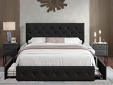 Norian Metal Storage Bed Frame PU Double Black
