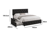 Norian Metal Storage Bed Frame PU Double Black