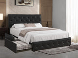 T Norian Metal Storage Bed Frame PU Queen Black