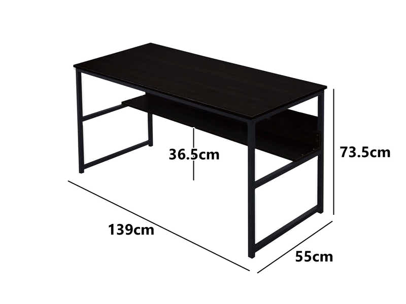 Coelsh Computer Desk with Bookshelf Black