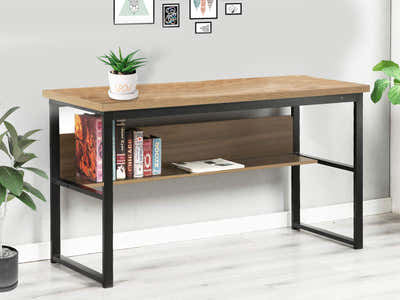 Coelsh Computer Desk with Bookshelf Oak