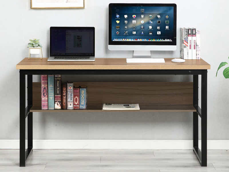 Coelsh Computer Desk with Bookshelf Oak