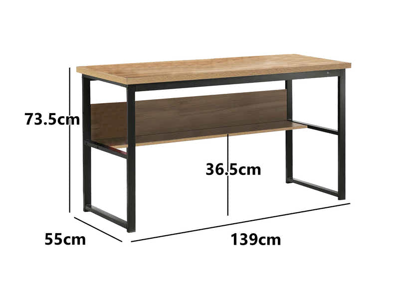 Coelsh Computer Desk with Bookshelf Oak