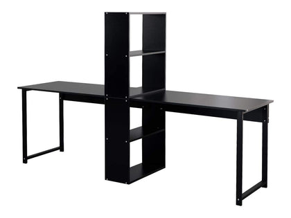 Practical Two-Person Desk With Bookshelf