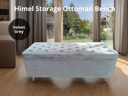Himel Storage Ottoman Bench Velvet Grey
