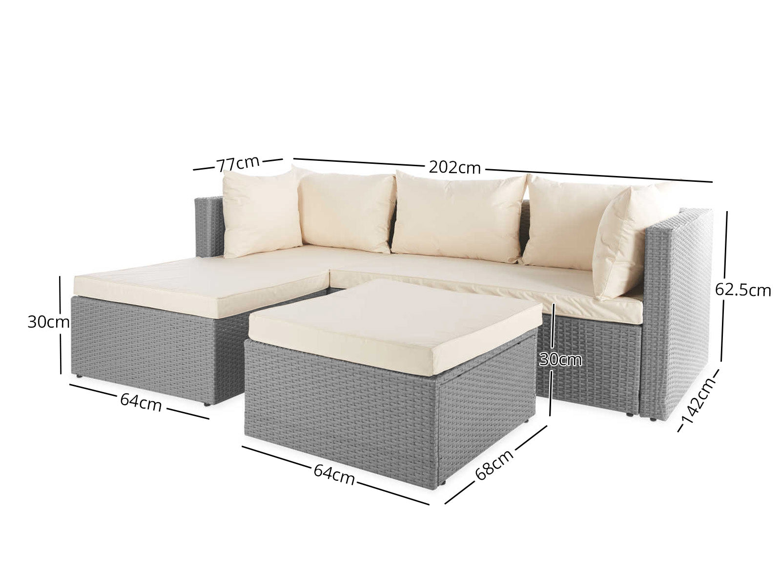 3PC Outdoor Sofa Beige