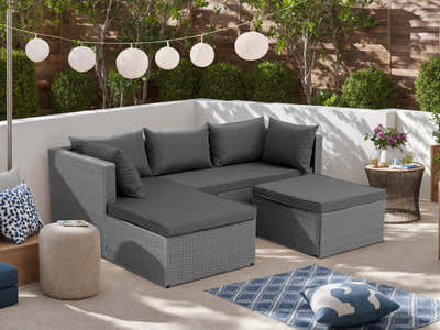 Mulford 3PC Outdoor Sofa Dark Grey PE rattan