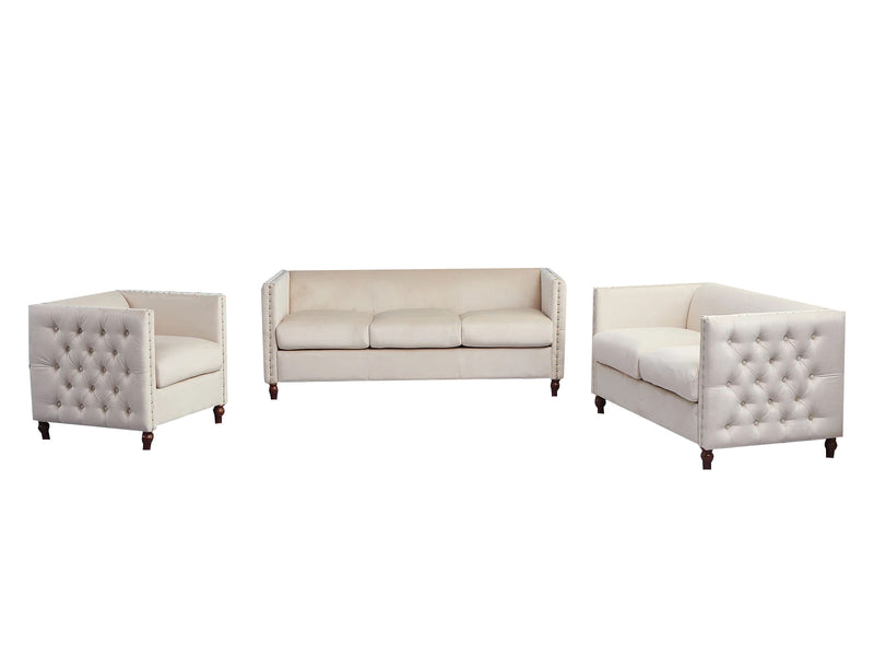 Abbey Sectional Sofa Set - Velvet Beige