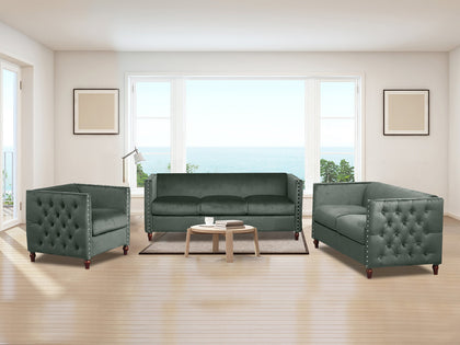 Abbey Sectional Sofa Set Velvet Green
