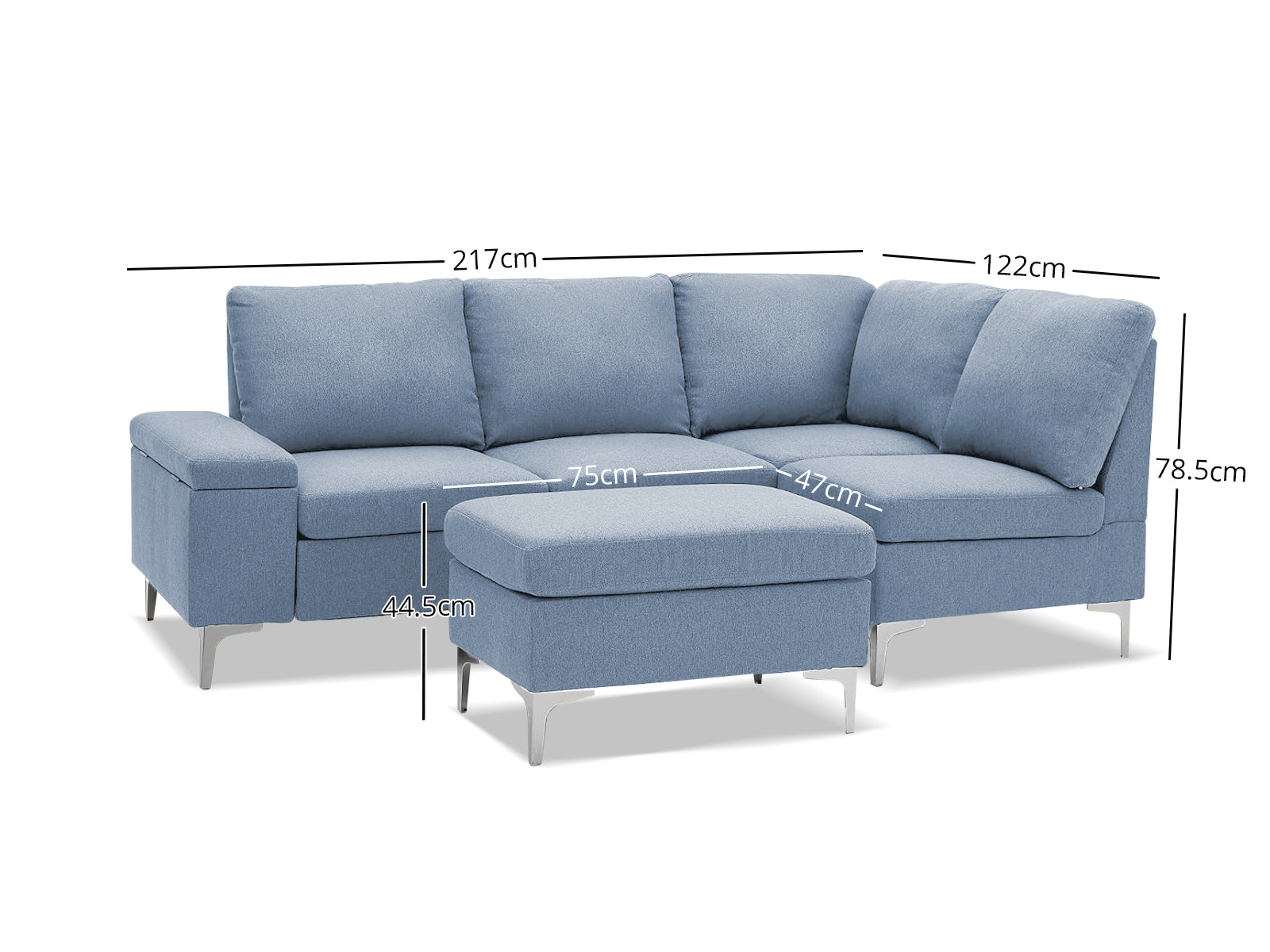 Kristin Sectional Sofa Set Linen Blue