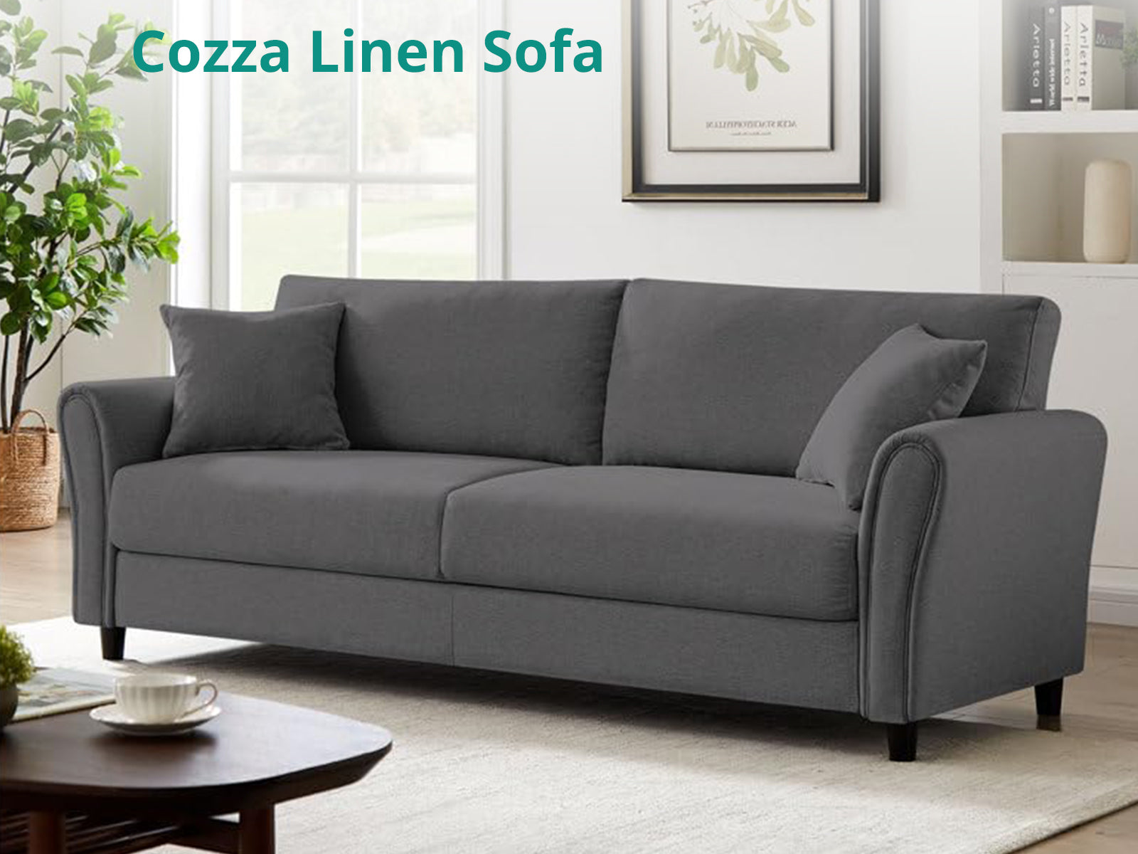 Cozza Linen Sofa Grey Tsb Living