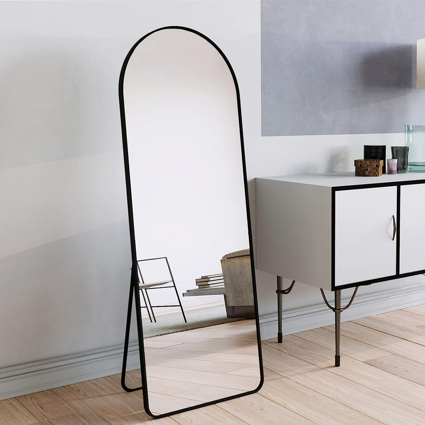 DS BS Aluminum Alloy Frame Arched Mirror 157×47cm