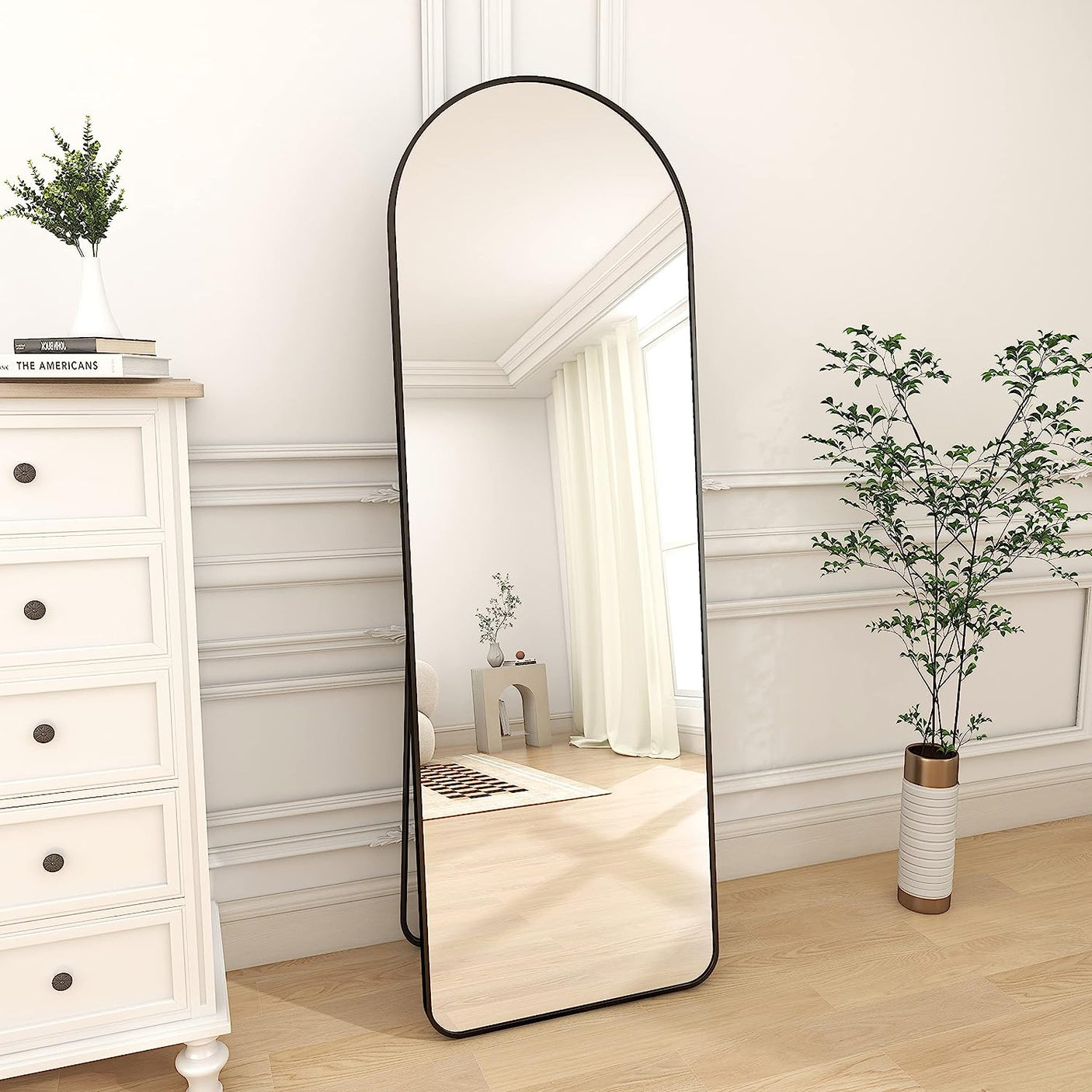 DS BS Aluminum Alloy Frame Arched Mirror 157×47cm